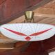 Vintage triangular ceiling light in glass and brass circa 1970s.