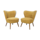 Lot de 2 fauteuils cocktail jaune ocre, 1950