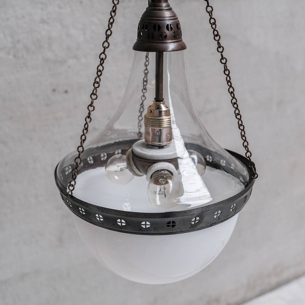 Two Tone Large Antique Pendant Light