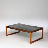 Teak coffee table with smoked glass top