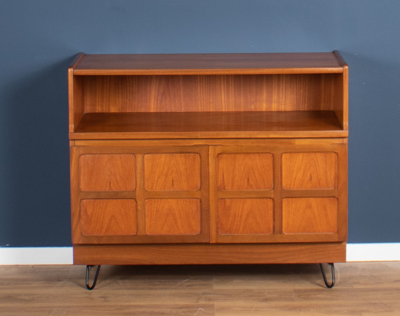 Retro Teak 1960s Nathan Squares TV/Media Cabinet Mid Century Sideboard On Hairpin Legs