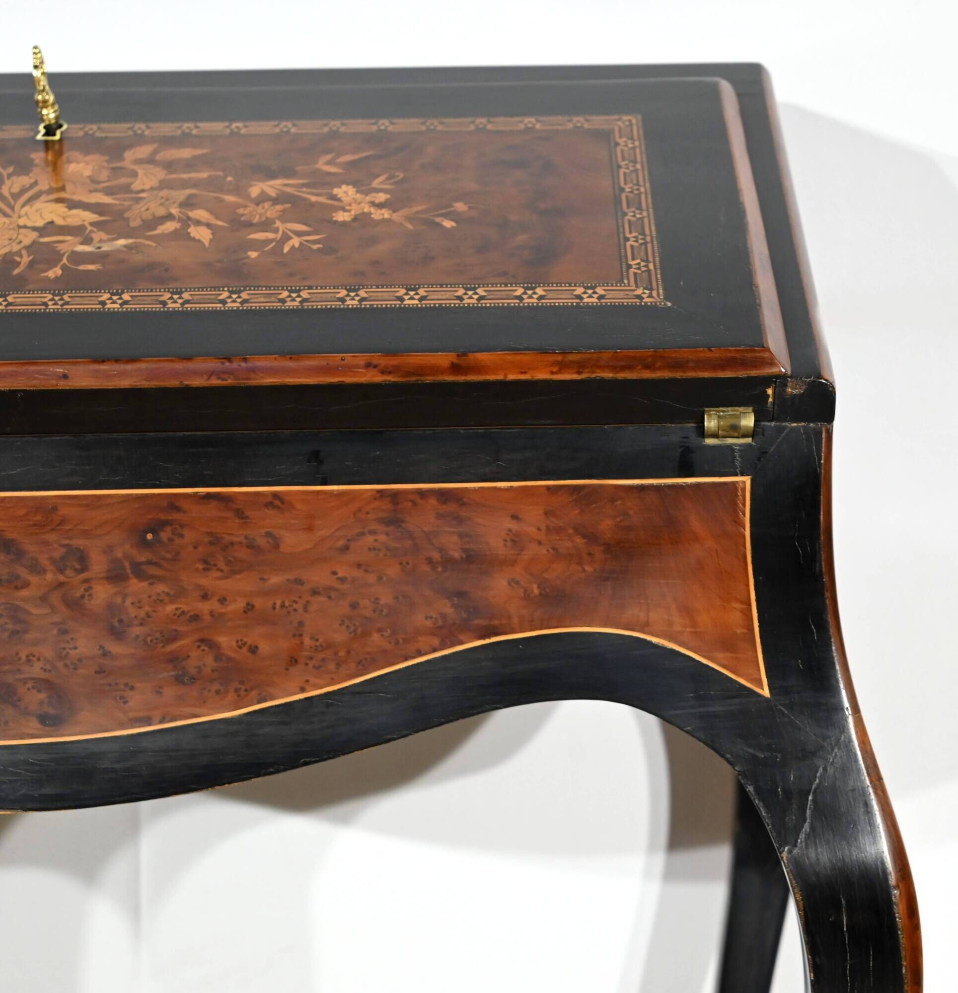 Blackened pearwood and amboyna sloping desk, Napoleon III period, mid-19th century
