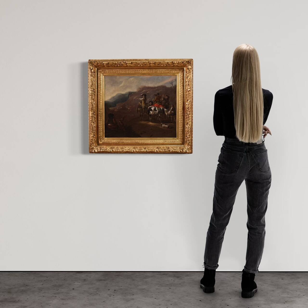 Flemish painting from the 17th century, hunting scene