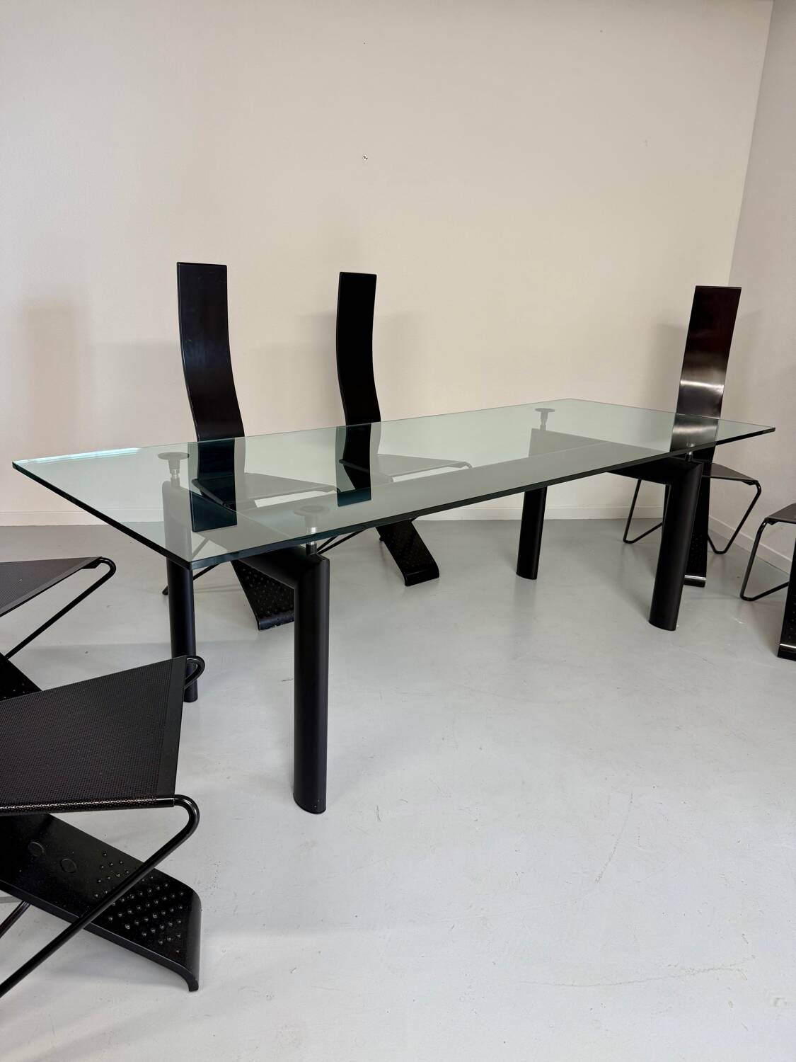 Le Corbusier Cassina LC6 vintage glass dining table
