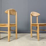 Vintage pine wood dining chairs - 1980s - set of 7