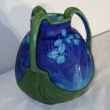 Vase en grès émaillé, à décor floral, signé e. lachenal – fin xixe