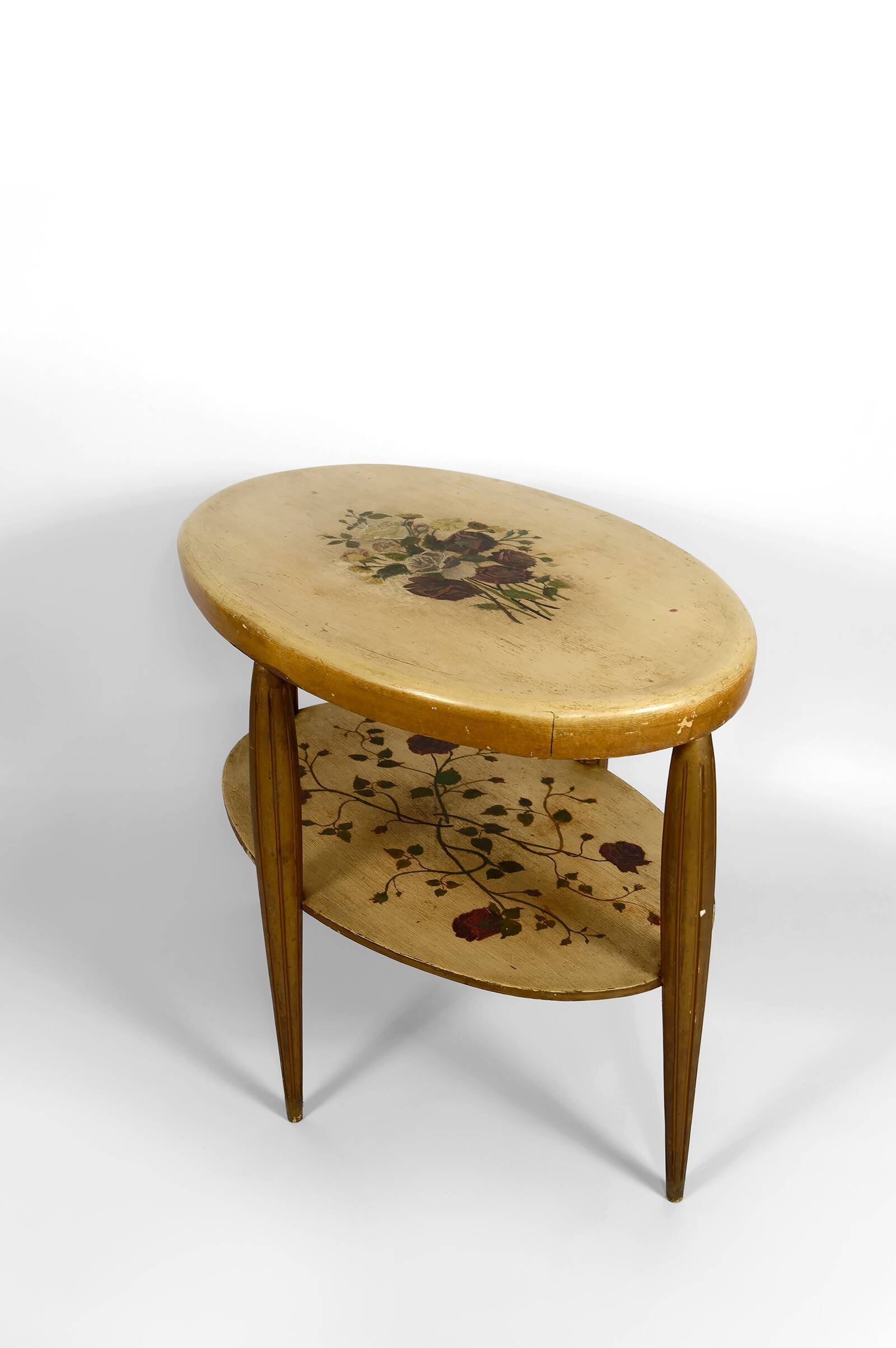 Art Deco gueridon with painted and gilded floral decoration, France – Circa 1920