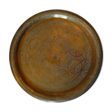 Old copper tray, chiseled, Moroccan