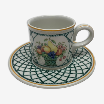 Coffee cup and saucer Villeroy & Boch wicker flower pattern