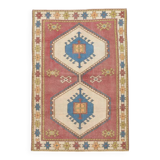 4x7 Burgundy & Beige Vintage Oushak Rug, 132x190Cm