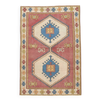 4x7 Burgundy & Beige Vintage Oushak Rug, 132x190Cm