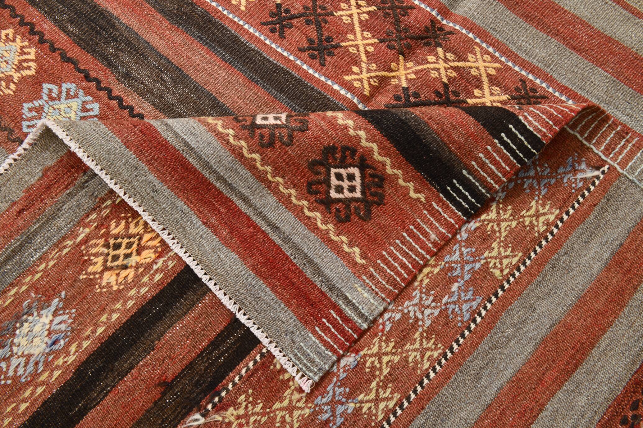 5x12 Long Wide Turkish Vintage Kilim Rug 162x377Cm SK 32815