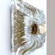 Pair large vintage architectonic wall lamps, 60s, glass