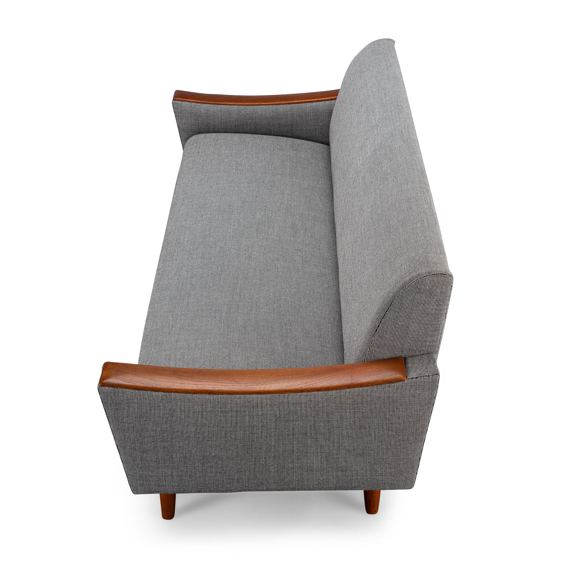 Canapé vintage gris danois retapissé, années 1960