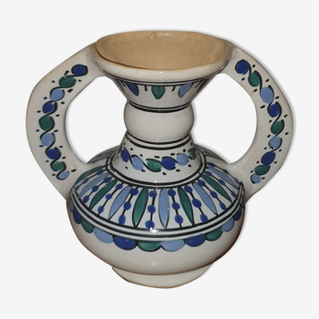 Glazed ceramic aicha vase with handles