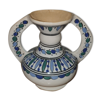 Glazed ceramic aicha vase with handles