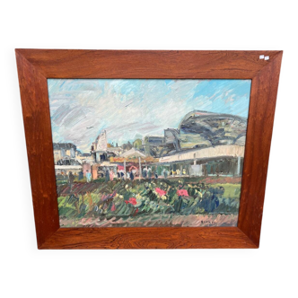 Large painting Les Halles de Paris Pierre Gogois