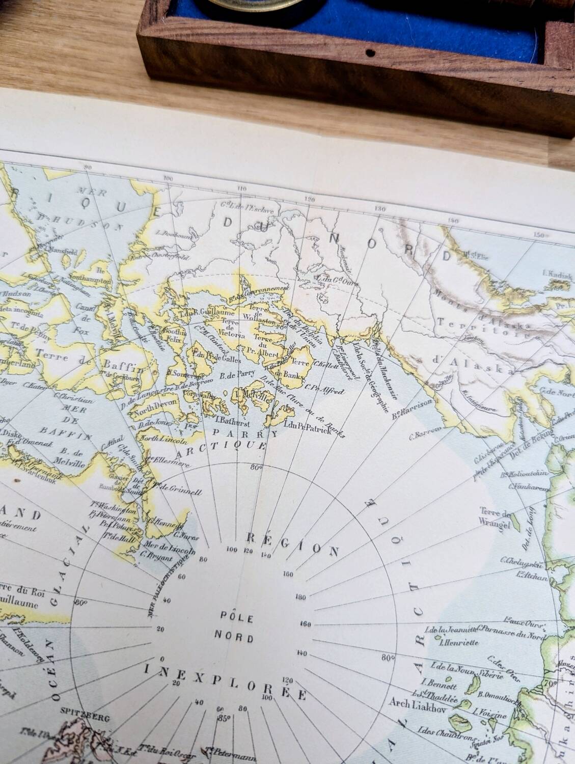 The Arctic region, period map, 1887, Authentic.
