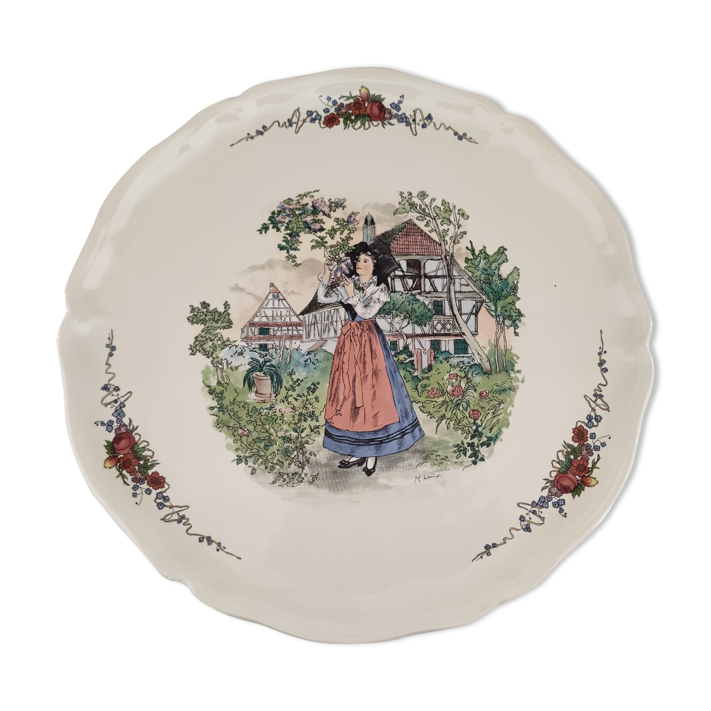 Plat à tarte ou à gâteau Sarreguemines Obernai