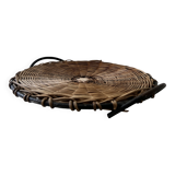 Plateau / corbeille en métal et rotin