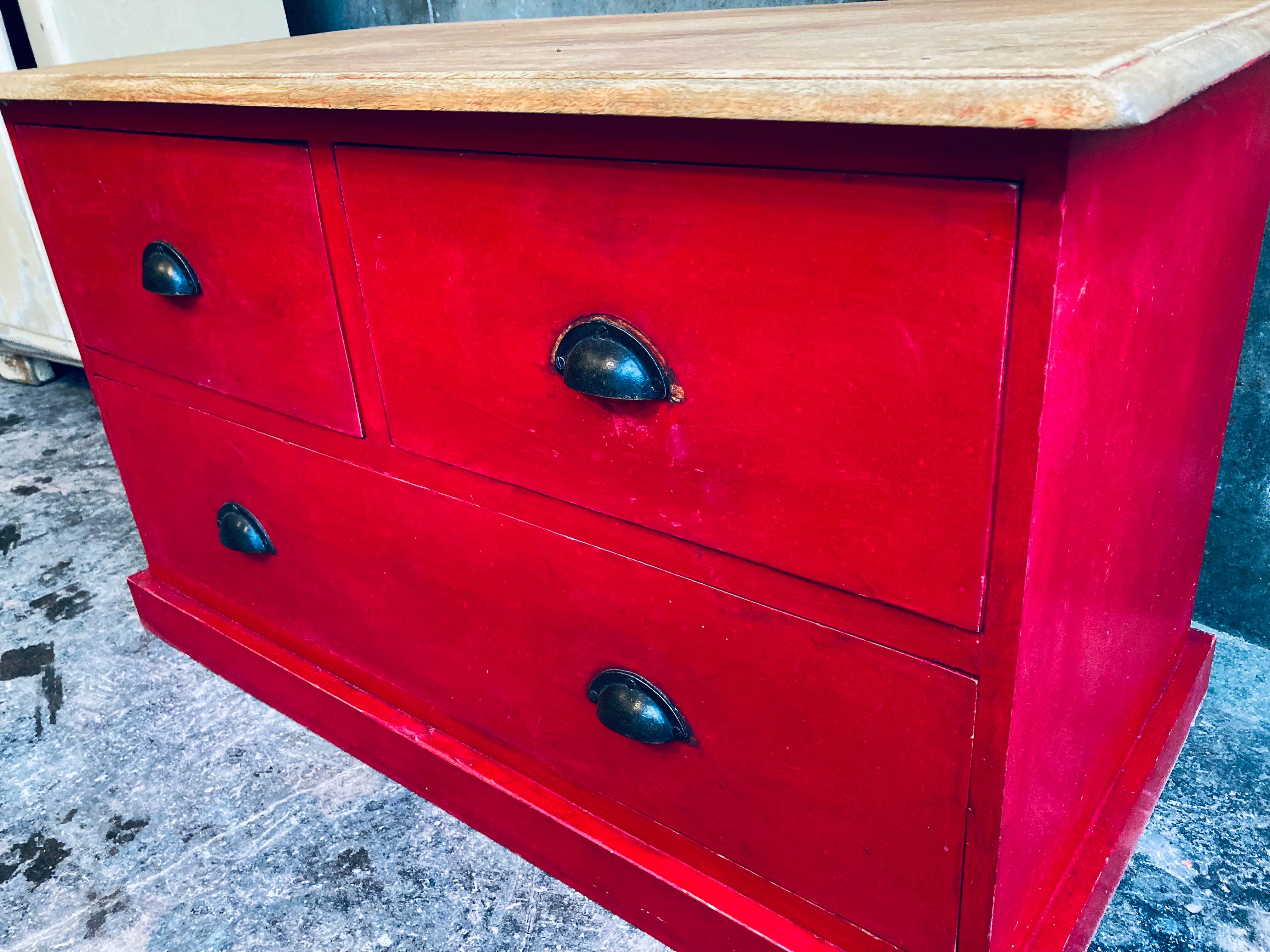 Bright red chest of drawers