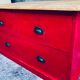 Bright red chest of drawers