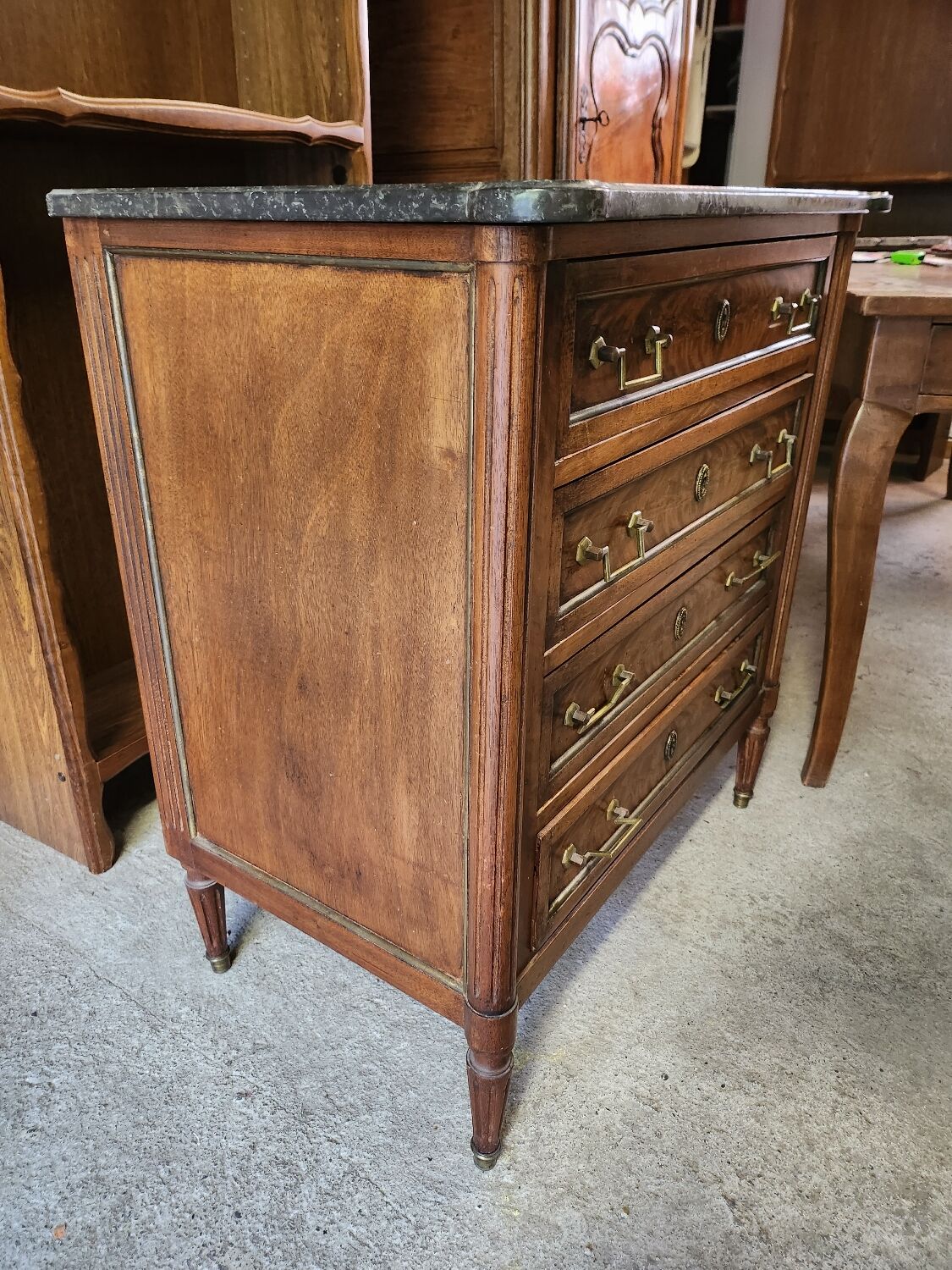 Vintage black marble chest of drawers