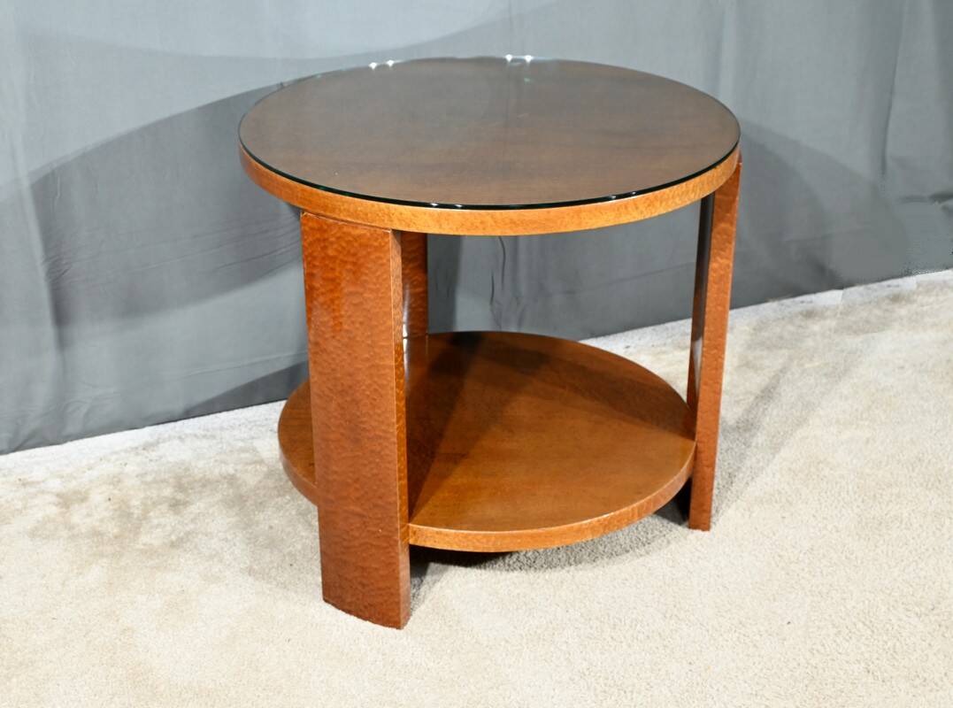 Table Guéridon en Loupe d’Amboine, Art Déco – 1930