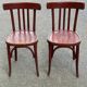 2 burgundy curved wooden bistro chairs from Ets Joseph Levallois