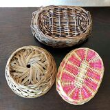 Set of 3 woven wicker table baskets