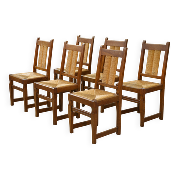 Set of 6 brutalist chairs from the 1950s.