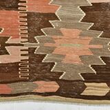 6x12 Brown & Beige Turkish Vintage Kilim Rug, 179x363Cm SK 35163
