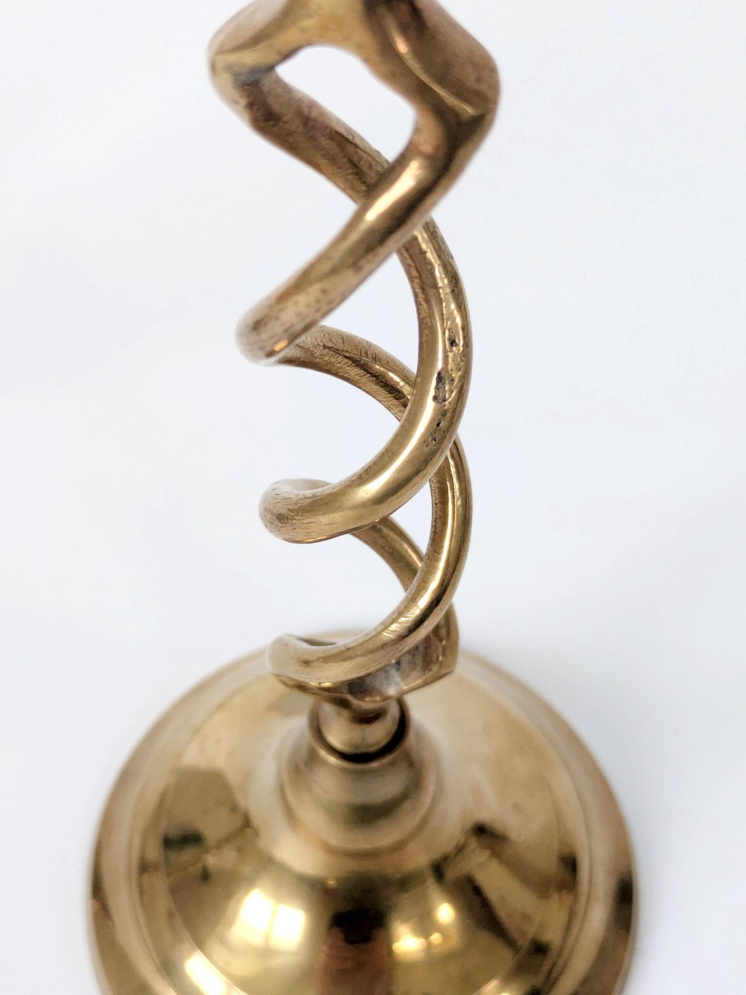 Set of 3 Vintage Twisted Brass Candle Holders, Midcentury