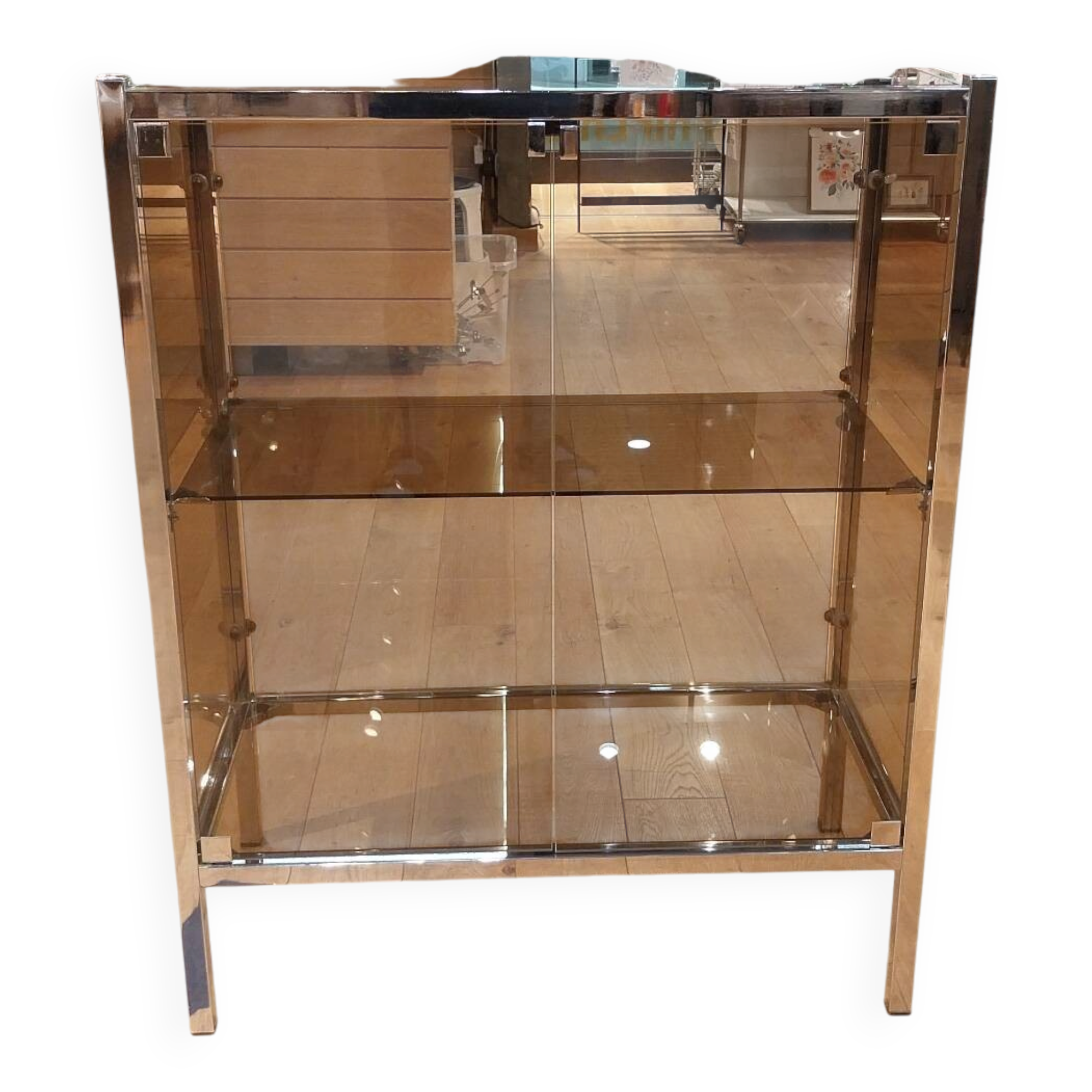 Meuble vitrine verre fumé années 70