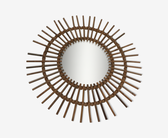 Miroir soleil rotin 55cm