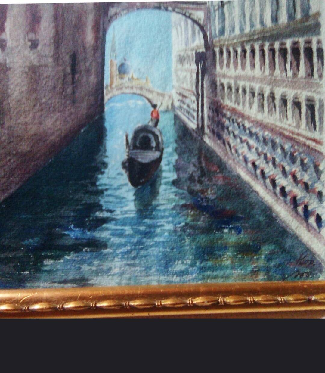 Watercolor of Venice, early 20th century/ Gondola/ Italy