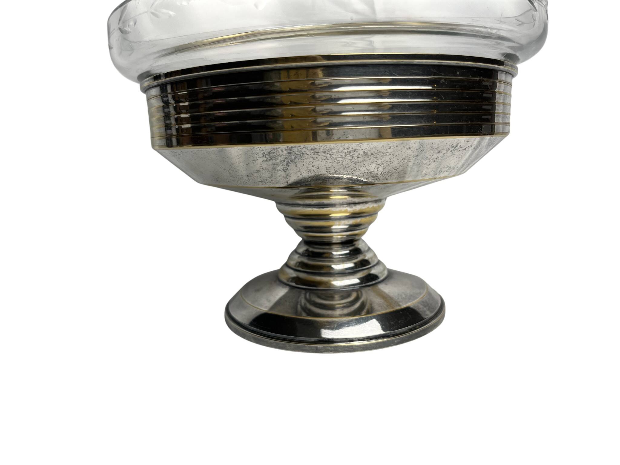 Art Deco, silver-plated metal fruit bowl with pedestal base, hallmarked, circa 1930
