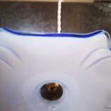 Suspension baladeuse opaline bleu art déco 1930 forme inhabituelle ø 23.5