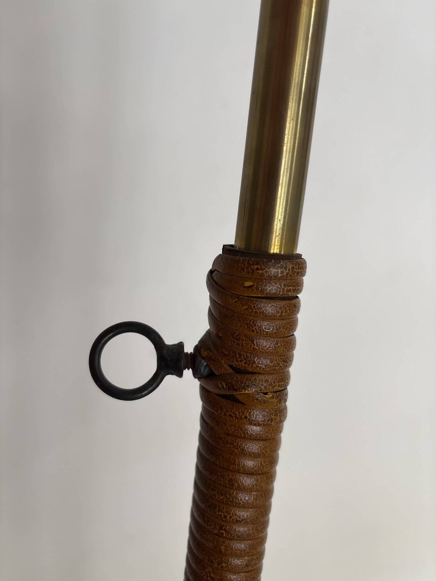 Diabolo floor lamp from the 1950s - brass & rattan - Lunel style - vintage design