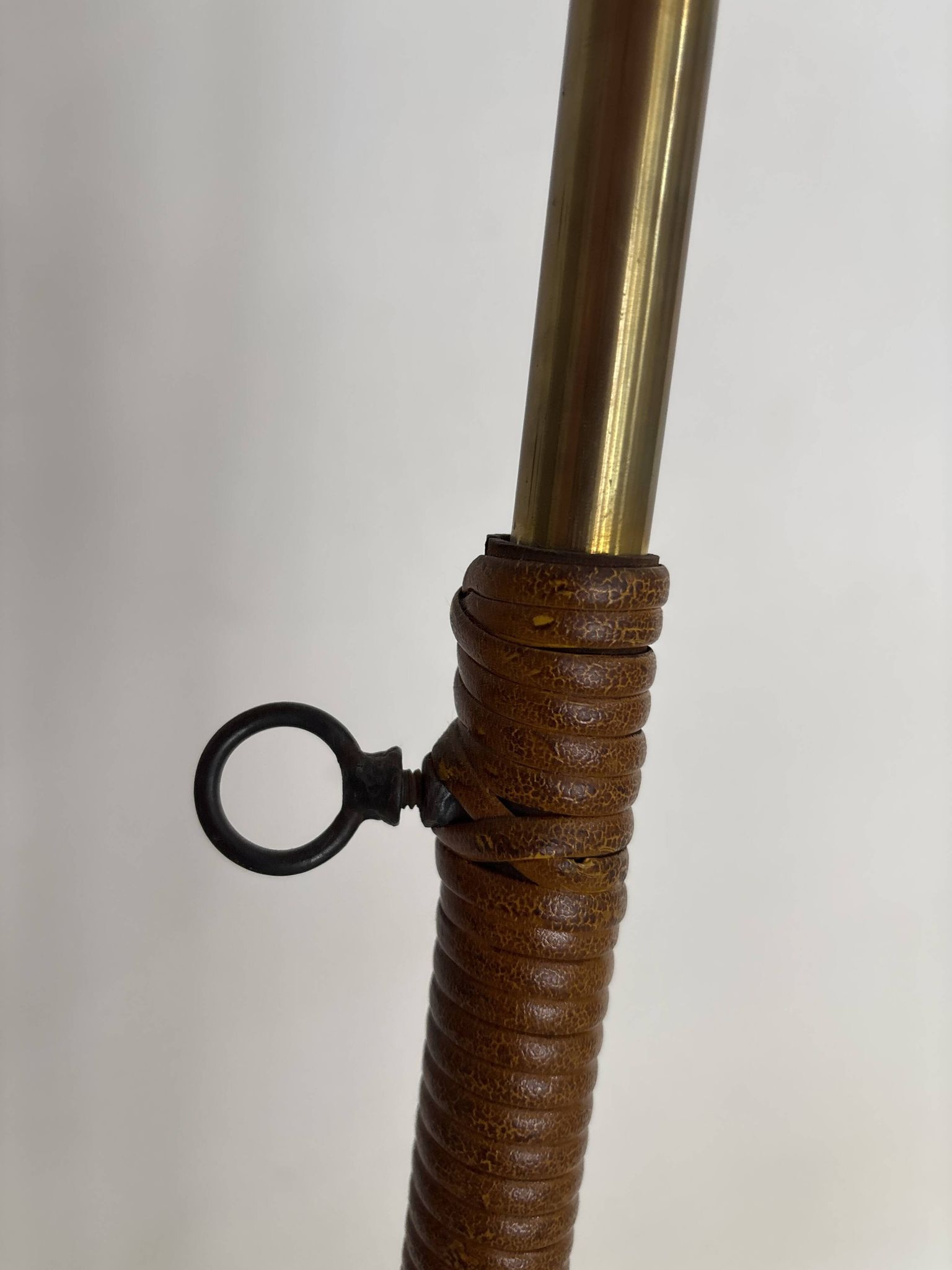 Diabolo floor lamp from the 1950s - brass & rattan - Lunel style - vintage design