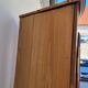 Corner glazed corner cabinet in old cherry wood 1900s