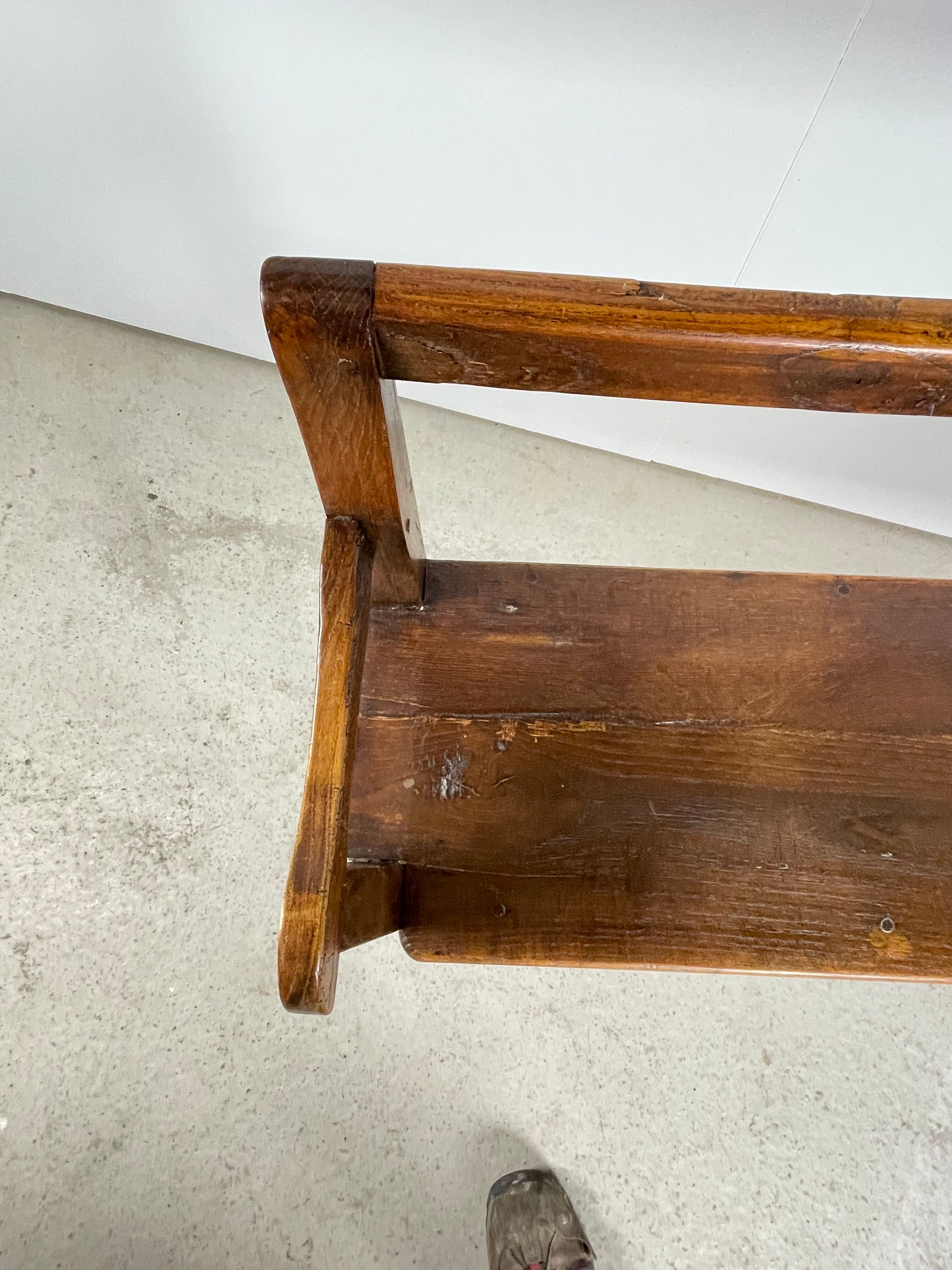 Solid oak bench. Folk art