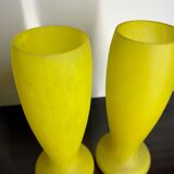 Pair of Art Deco yellow glass paste vases