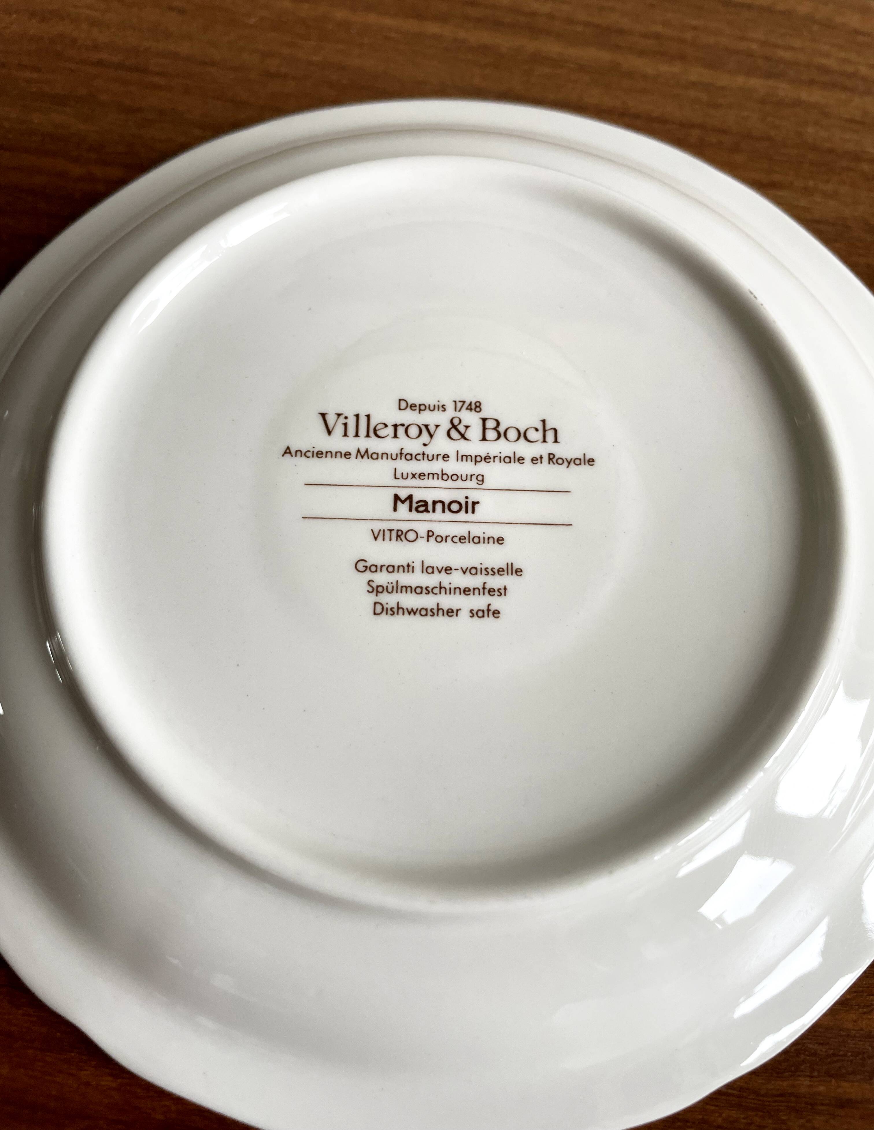 Set of 2 Villeroy & Boch Saucers, Manoir Series, Vintage White Vitro Porcelain