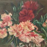 Table oil bouquet of peonies
