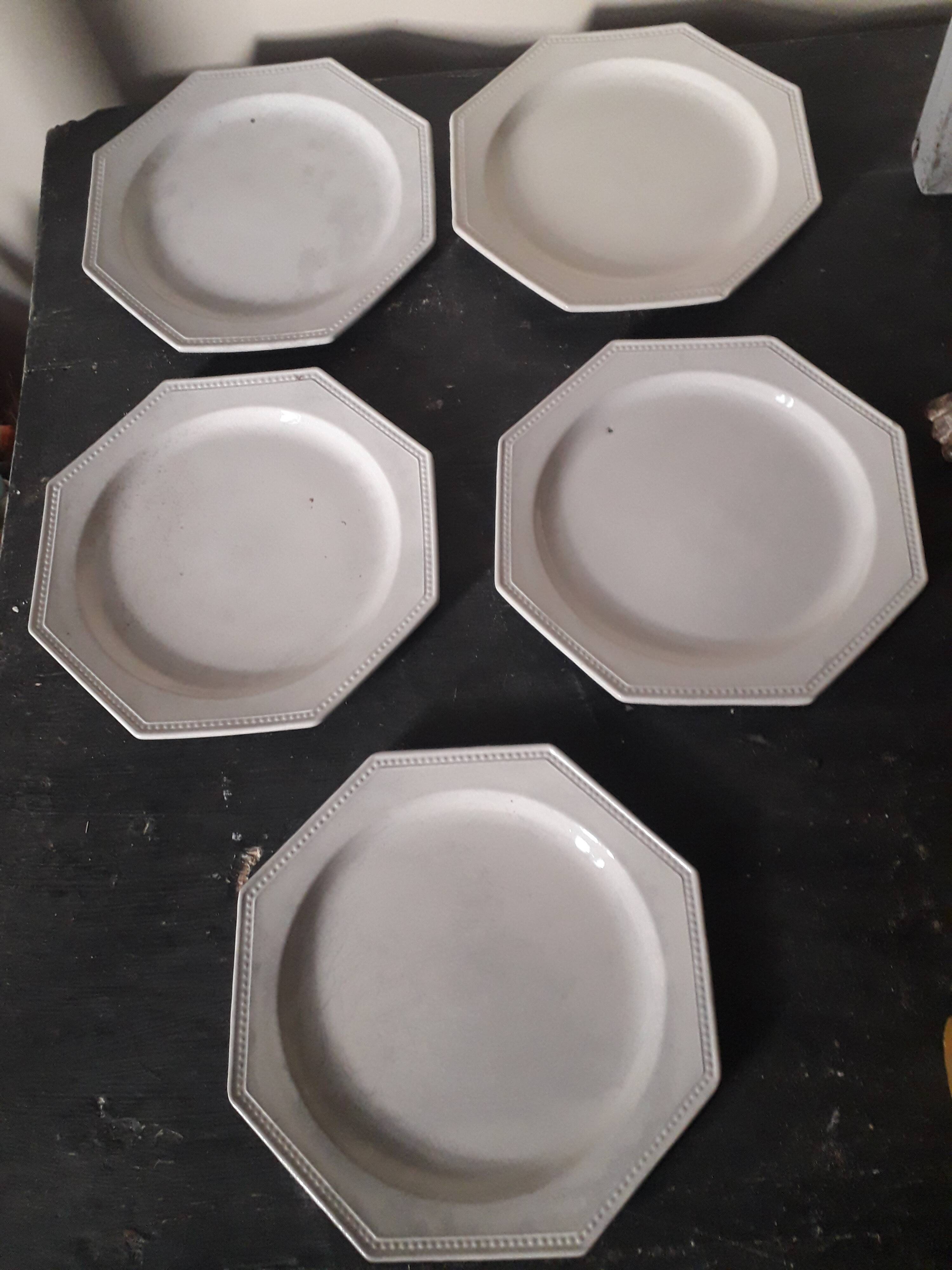 5 plates faience Creil and Montereau XIX