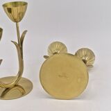 Pair of brass flower candlesticks, Gunnar Ander, Sweden 1960