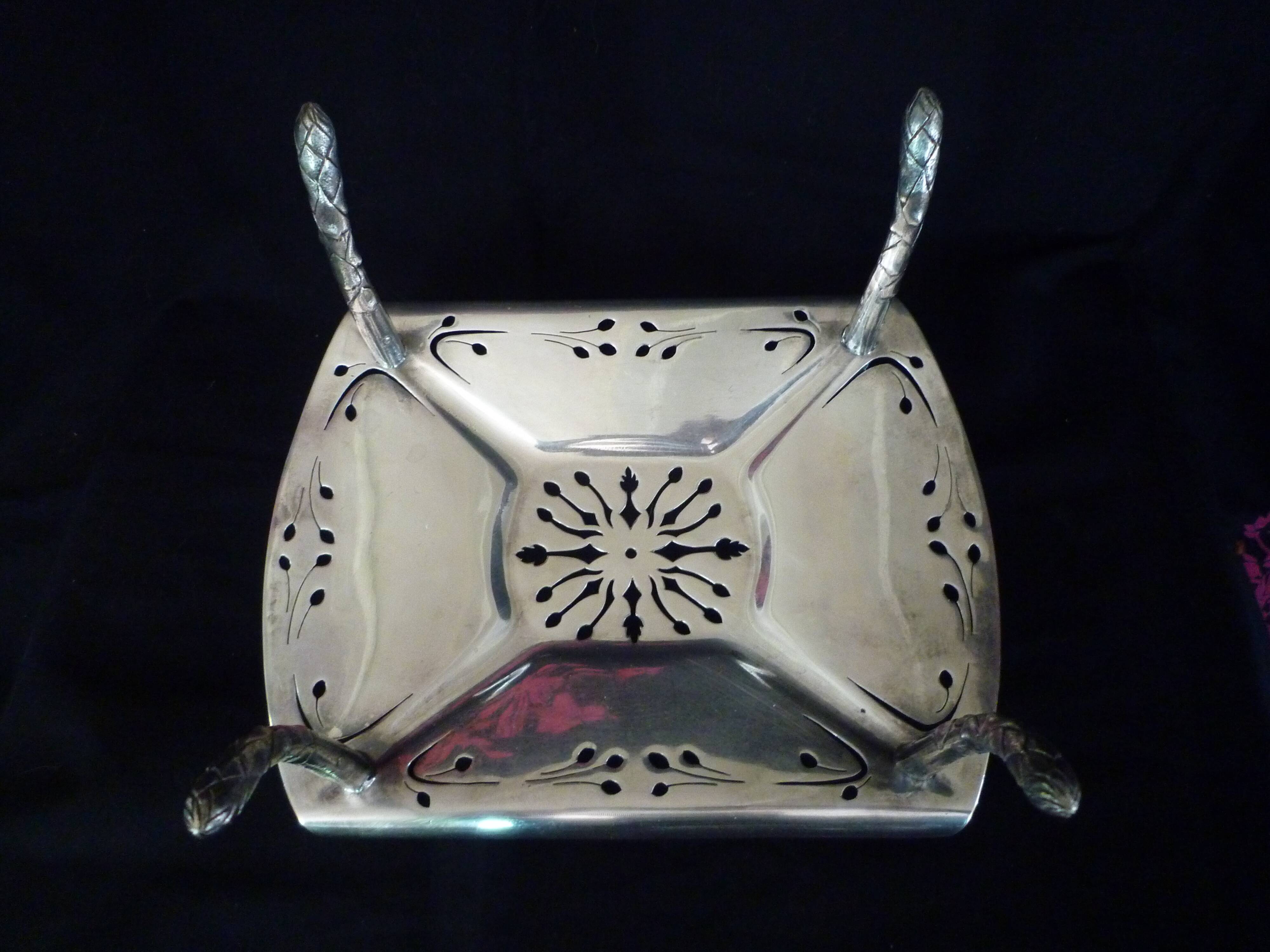 Maison Christofle White Metal Asparagus Dish and Tongs
