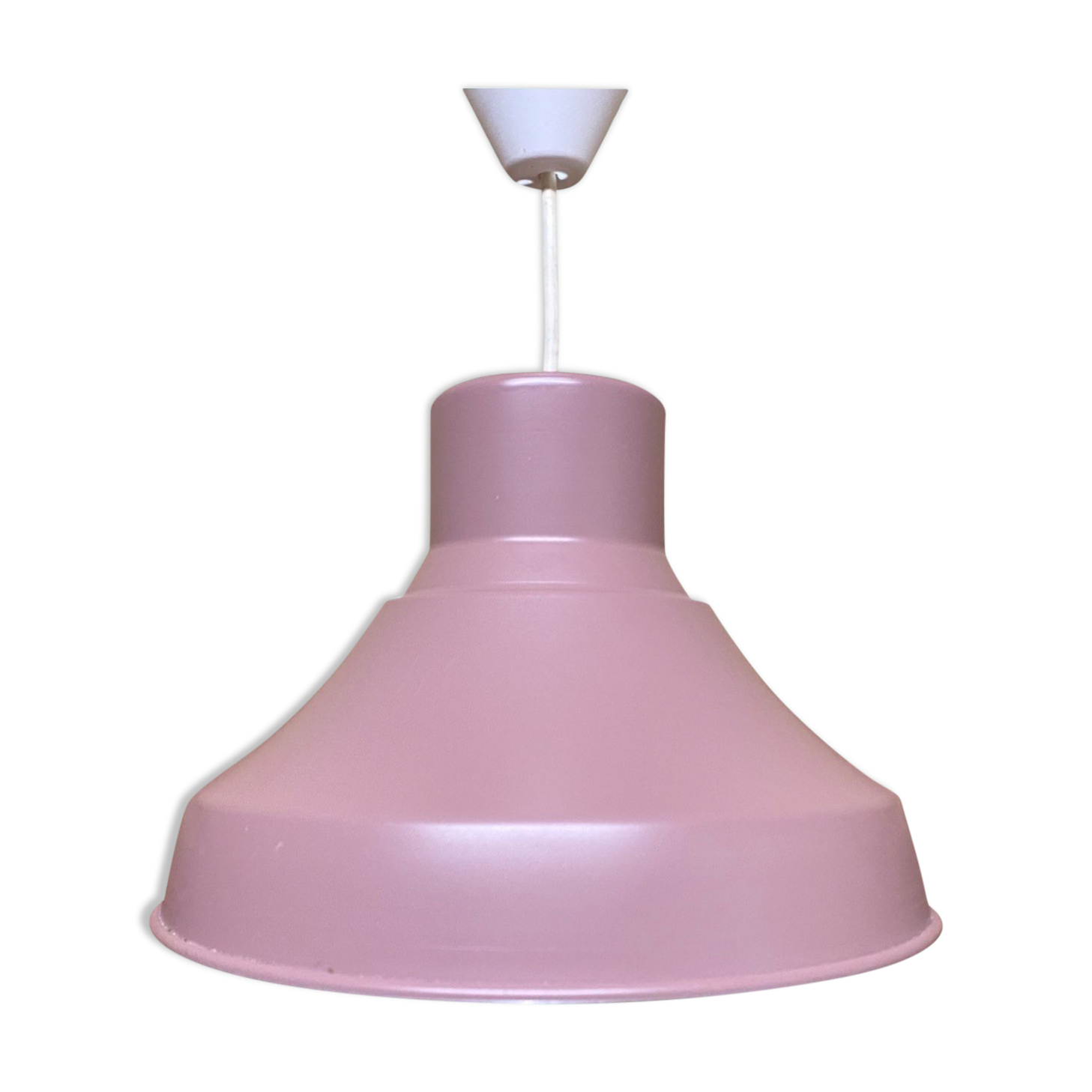 Purple vintage pendant light from the mid-century - danish design industrial metal hanging lamp
