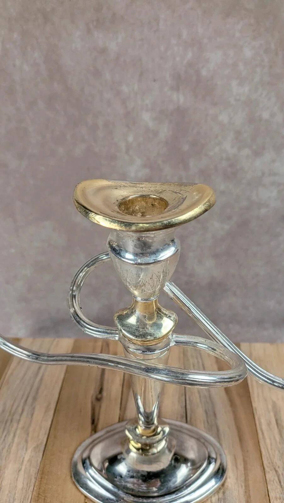 Vintage chandelier in silver-plated metal